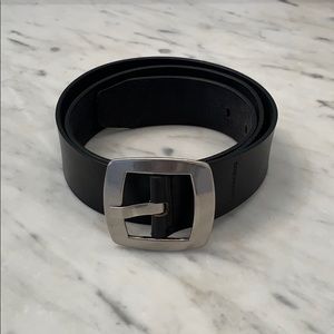 Calvin Klein Jeans Smooth Matte Black Leather Belt